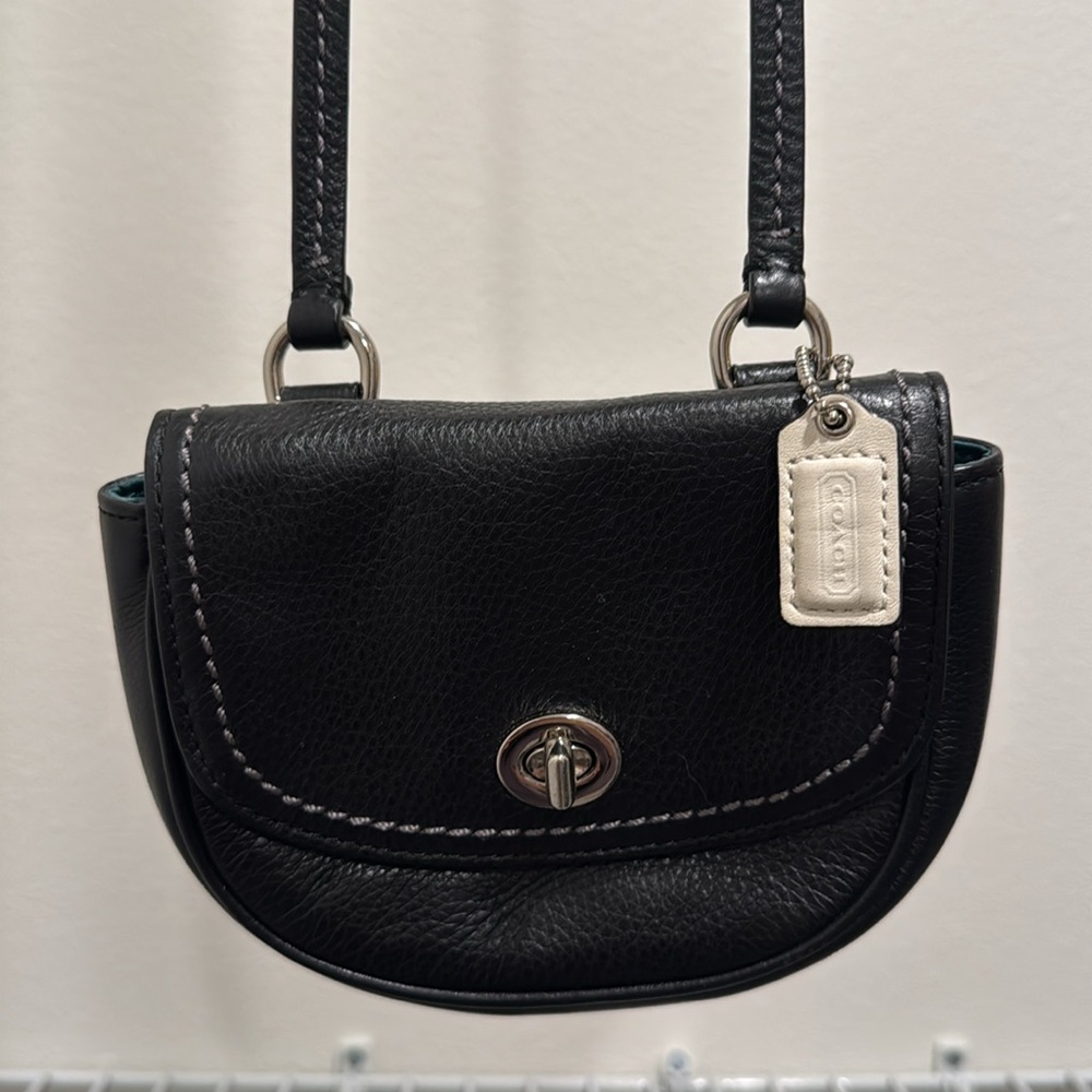 Coach Black Crossbody Bag with Cream Tag